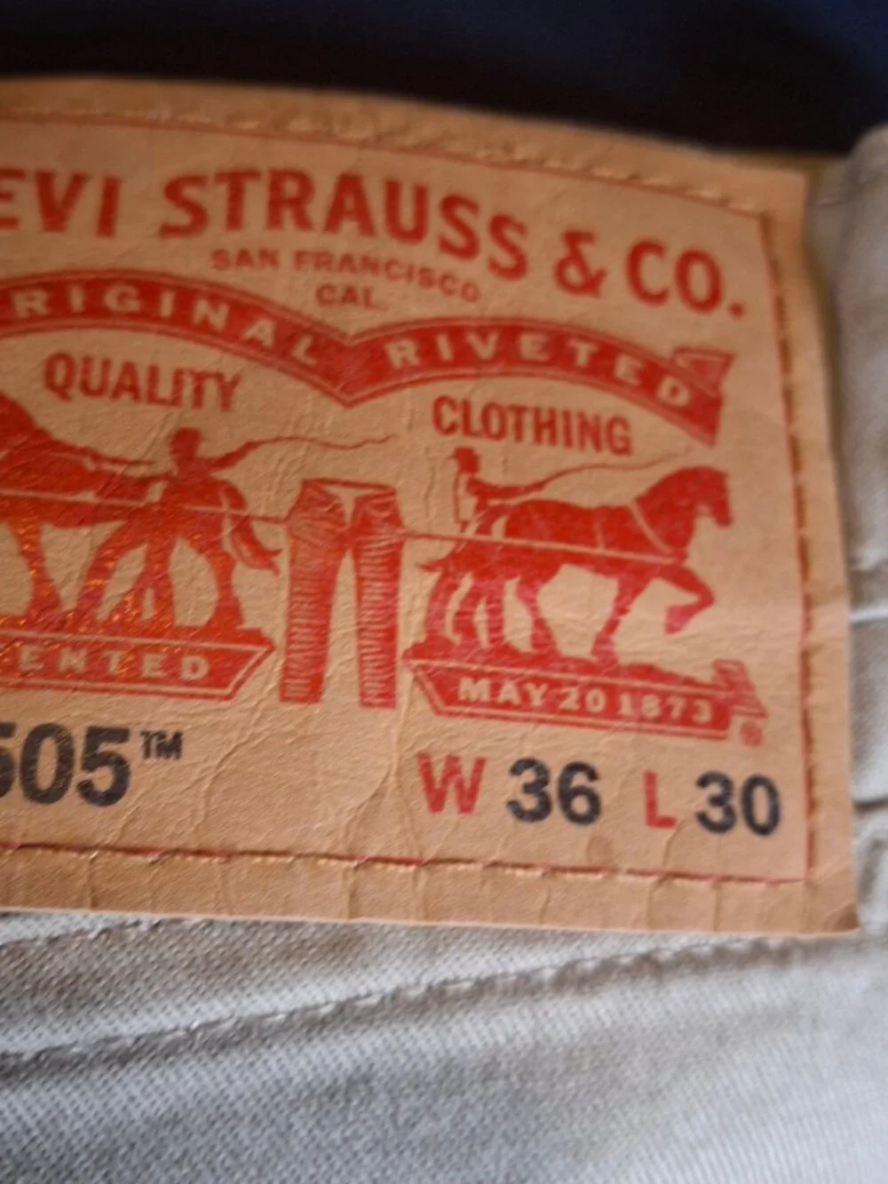 Levi's 505 Regular Men's Jeans 36x30 Khaki Straight Leg Stretch